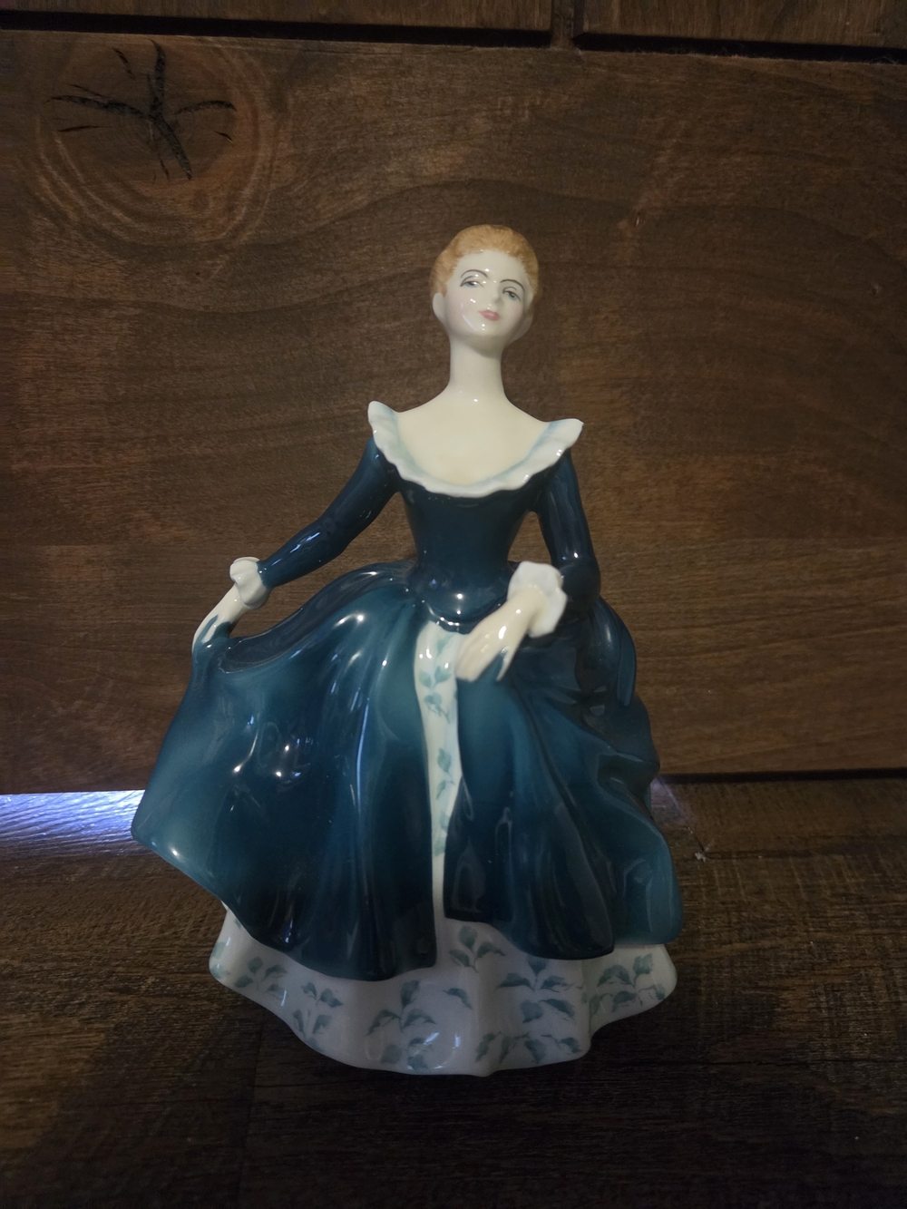 Porcelain Figurine Lady in Teal Dress - Home Accent